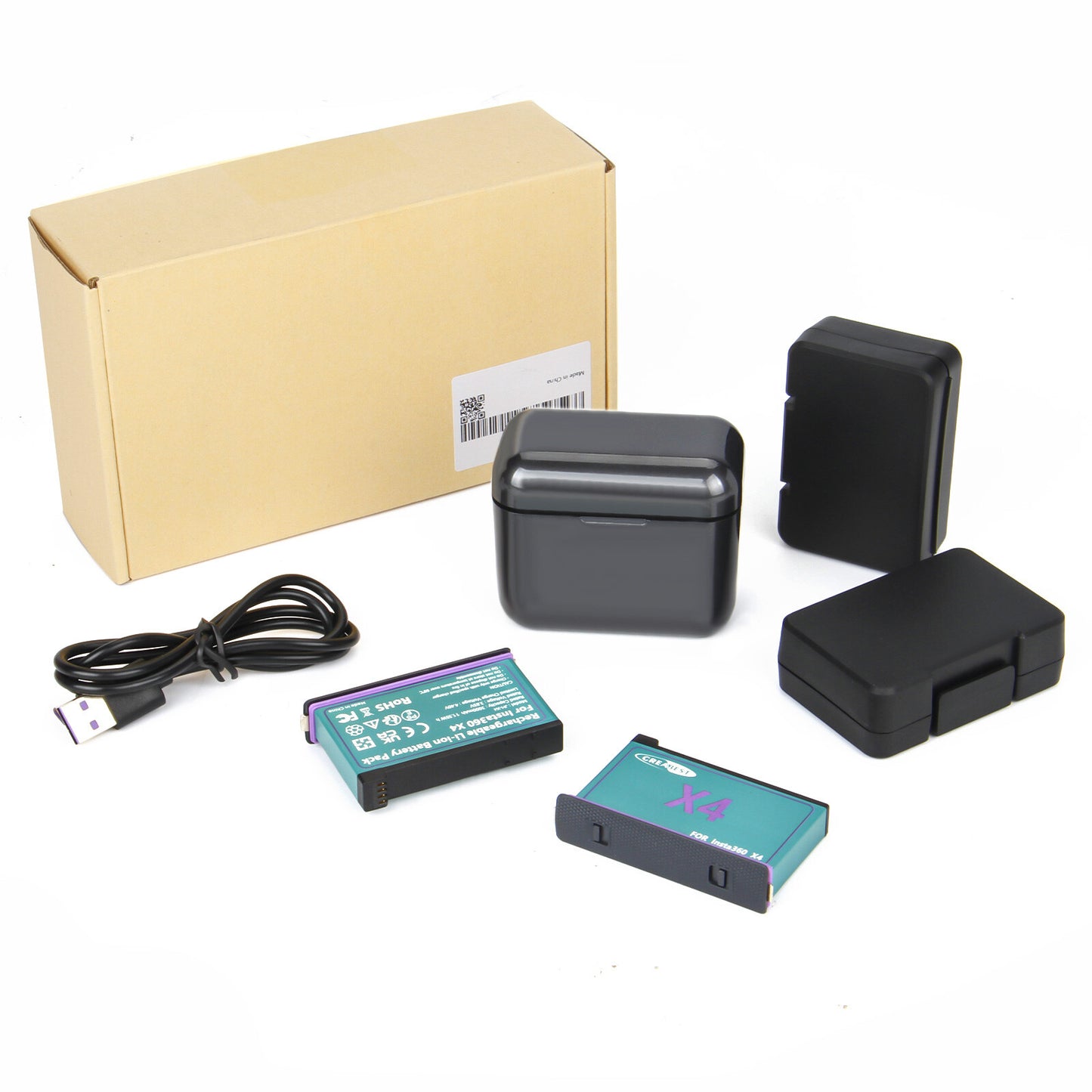2x 3.0Ah 3.85V JH-X4 vervangende batterij + Power Box-oplader voor Insta360 X4 actioncamera