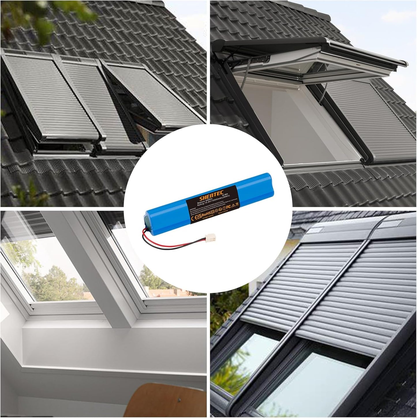 SHENTEC vervangende batterij voor rolluiken op zonne-energie voor Velux 946933 rolluikaandrijving, SSL zonne-rolluiken, zonne-rolluiken