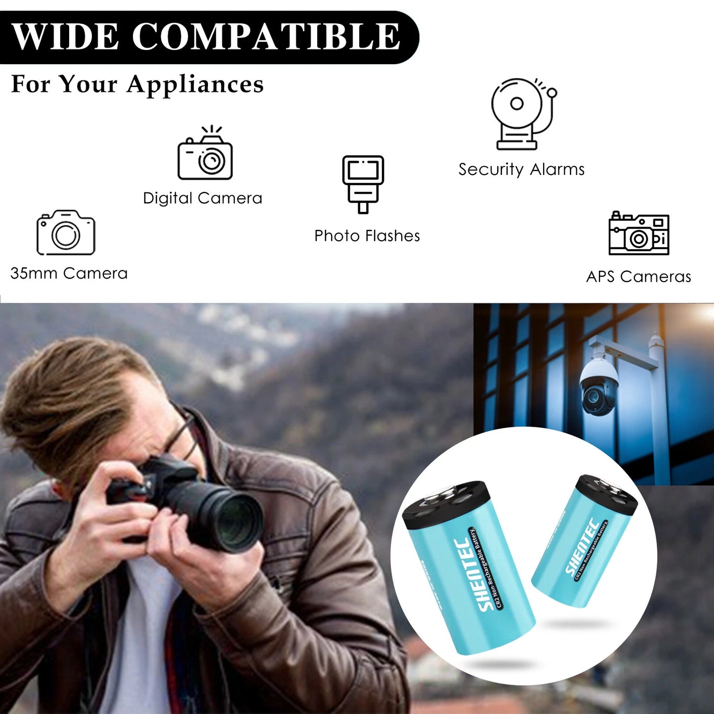 SHENTEC 20Stuks 1000mAh 3Volt CR-2 CR2 Lithiumbatterij Voor DR2R DLCR2 KCR2 CR17355