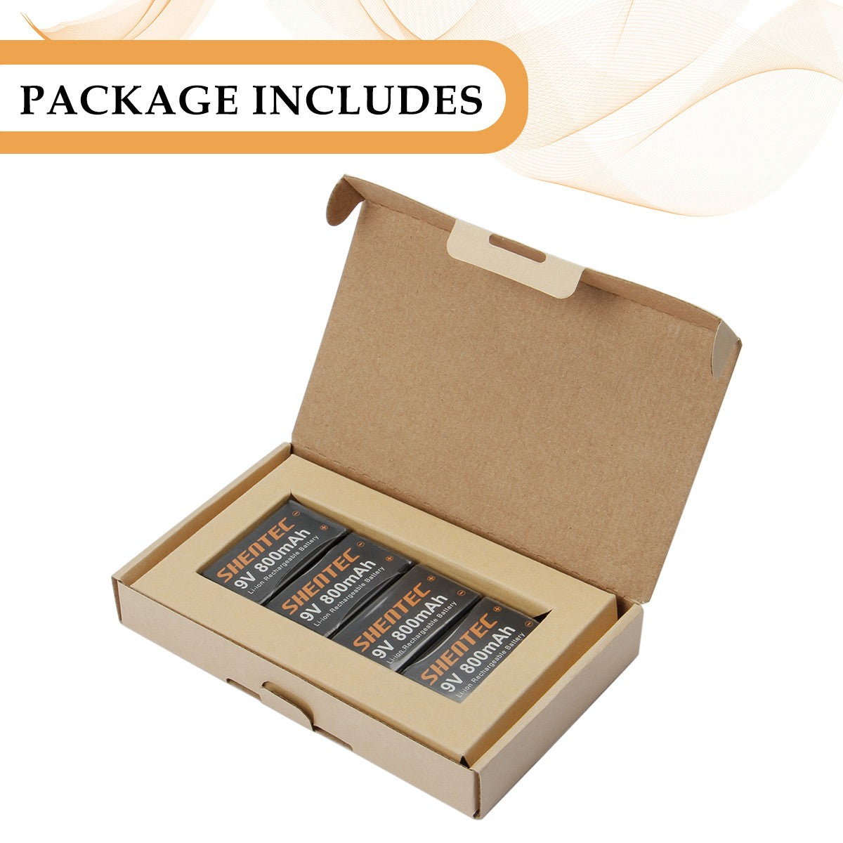 SHENTEC 8Pack 9V 800mAh oplaadbare lithiumbatterij 6F22 PP3 LR22 MN1604