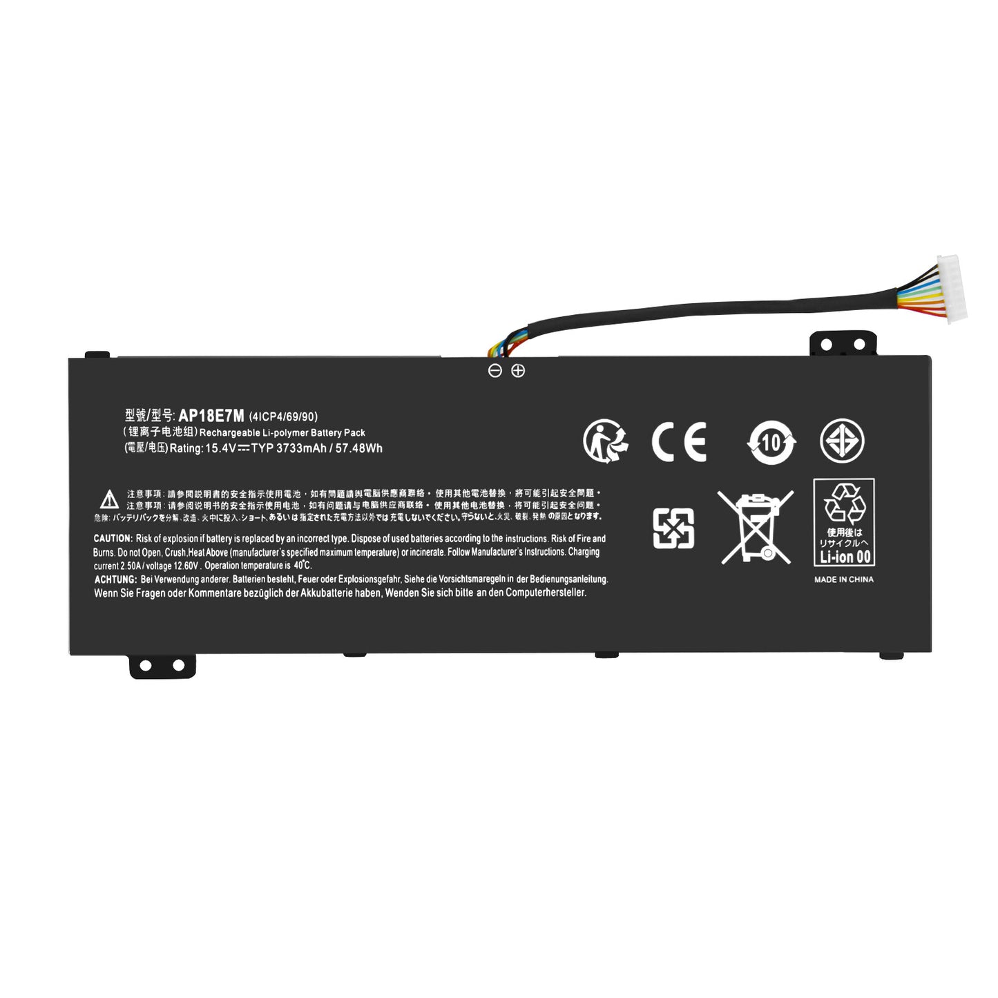 57Wh 15.4V Vervangende Batterij AP18E8M E7M 4ICP4/70/88 Voor Acer Nitro 7 AN715-51 AN515-52