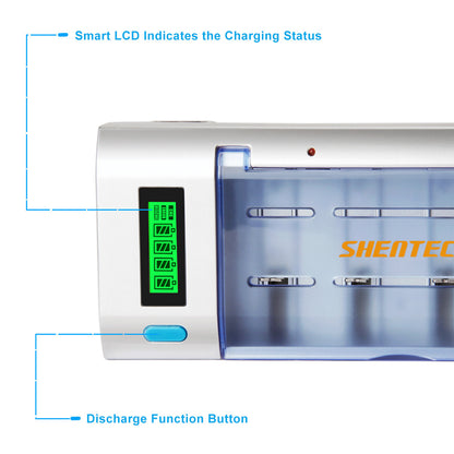 SHENTEC LCD Universele Batterijlader Voor AA AAA C D 9V Ni-MH Ni-Cd Oplaadbare Batterijen