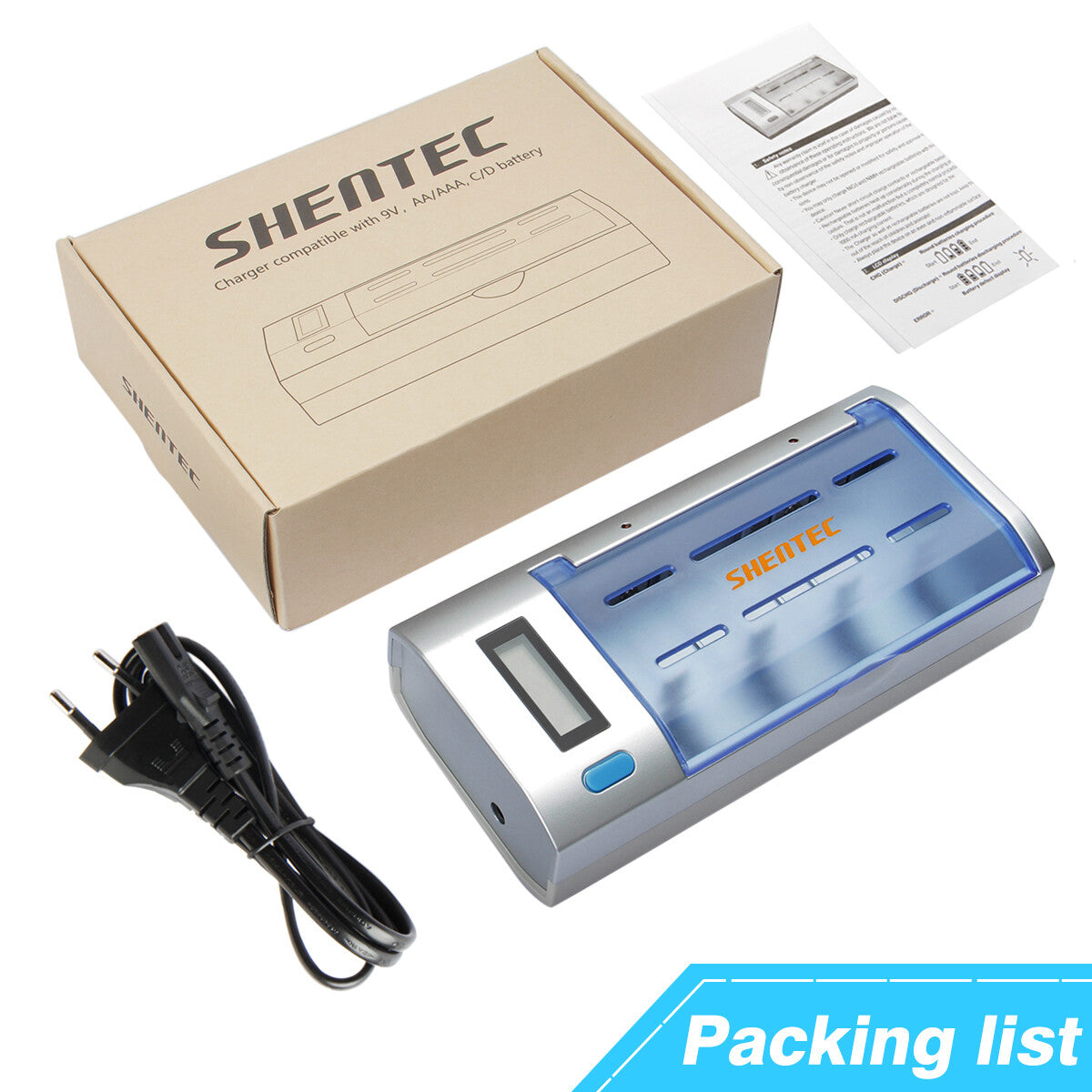 SHENTEC LCD Universele Batterijlader Voor AA AAA C D 9V Ni-MH Ni-Cd Oplaadbare Batterijen