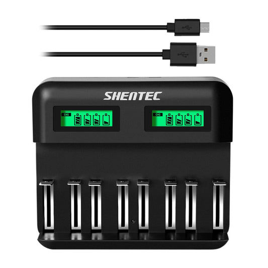 SHENTEC 8-sleuven 9V slimme oplader voor oplaadbare AA AAA C D Ni-MH batterijen