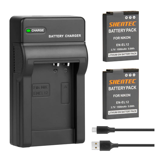 SHENTEC 2x EN-EL19 EL19 accu voor Nikon Coolpix S2500 S2550 S2700 S2800 S2900 +oplader