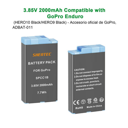 SHENTEC 2X 3.85V Batterij 2.0Ah Voor Insta 360 Ace Pro-001/Ace Pro/Ace + Dubbele Oplader
