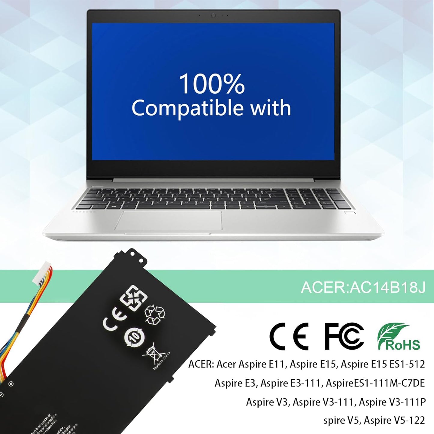 SHENTEC 11.4 V 36Wh batterij voor Acer Aspire AC14B18J AC14B8K AC14B3K