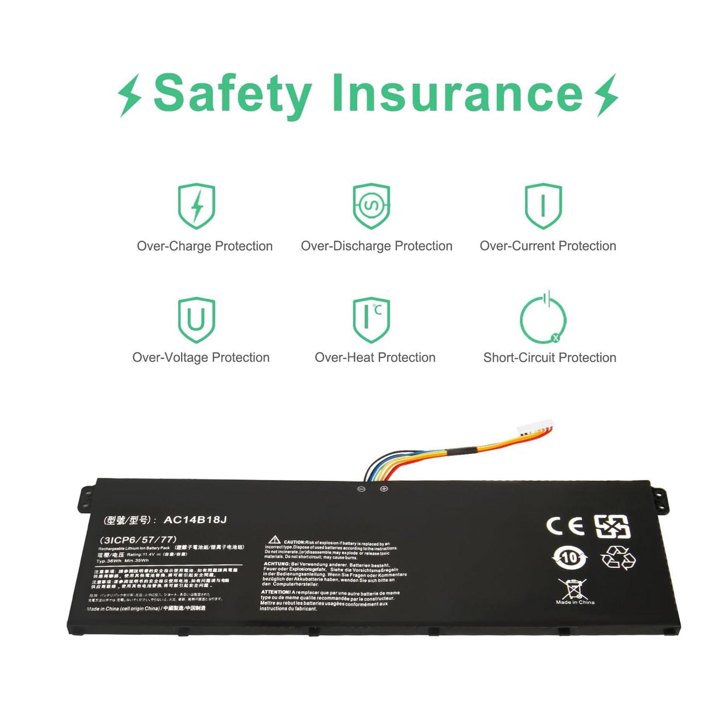 SHENTEC 11.4 V 36Wh batterij voor Acer Aspire AC14B18J AC14B8K AC14B3K