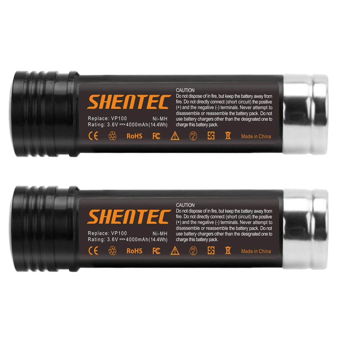 SHENTEC 2X 3.6V 3600mAh Ni-MH accu voor Black&Decker VP100 VP130K VP368 VP940 VP110 VP143