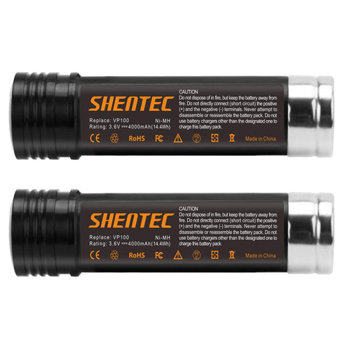 SHENTEC 2X 3.6V 3600mAh Ni-MH accu voor Black&Decker VP100 VP130K VP368 VP940 VP110 VP143