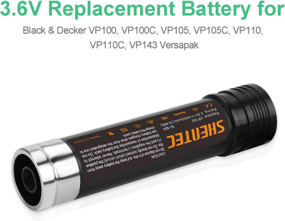 SHENTEC 2X 3.6V 3600mAh Ni-MH accu voor Black&Decker VP100 VP130K VP368 VP940 VP110 VP143