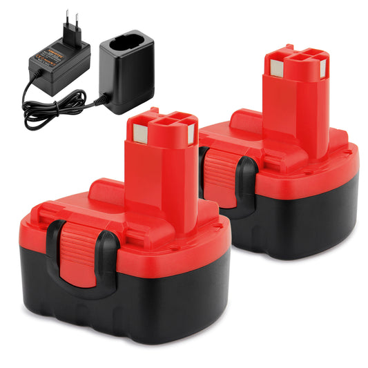 SHENTEC 14.4V 2x accu + oplader set voor Bosch BAT040 BAT140 BAT038 2607335276