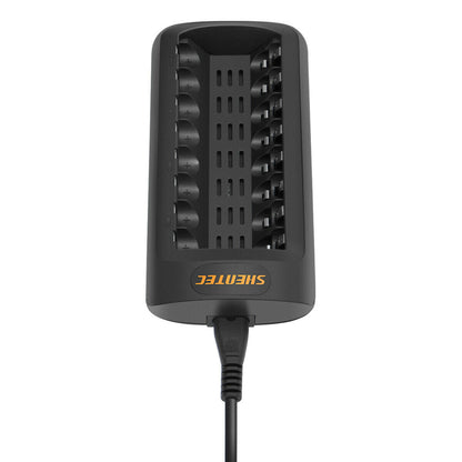 SHENTEC Intelligente LED-oplader voor 8 AA/AAA Ni-MH/Ni-Cd oplaadbare batterijen