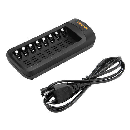 SHENTEC Intelligente LED-oplader voor 8 AA/AAA Ni-MH/Ni-Cd oplaadbare batterijen