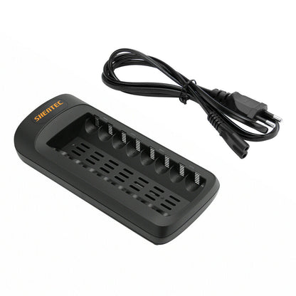 SHENTEC Intelligente LED-oplader voor 8 AA/AAA Ni-MH/Ni-Cd oplaadbare batterijen