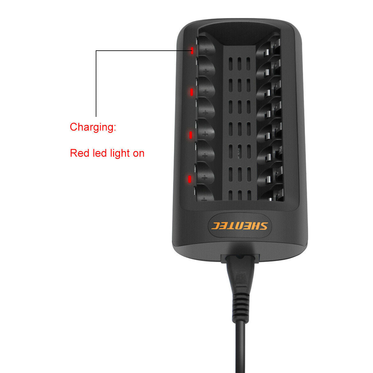 SHENTEC Intelligente LED-oplader voor 8 AA/AAA Ni-MH/Ni-Cd oplaadbare batterijen