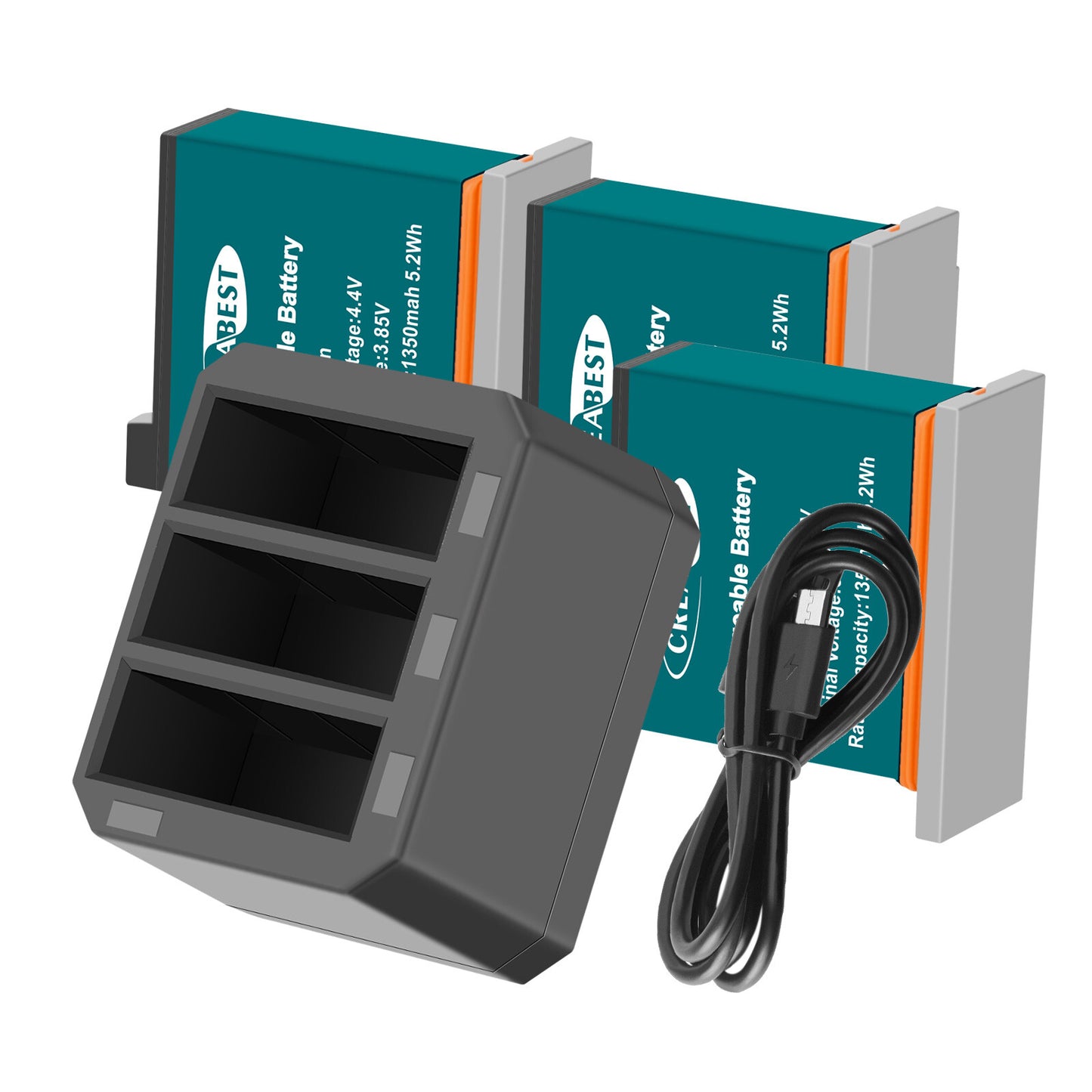 3x 1350mAh Batterij + 3-Kanaals Snelader USB voor DJI Osmo AB1 P01 PT1 Action