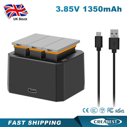 3x 1350mAh Batterij + 3-Kanaals Snelader USB voor DJI Osmo AB1 P01 PT1 Action