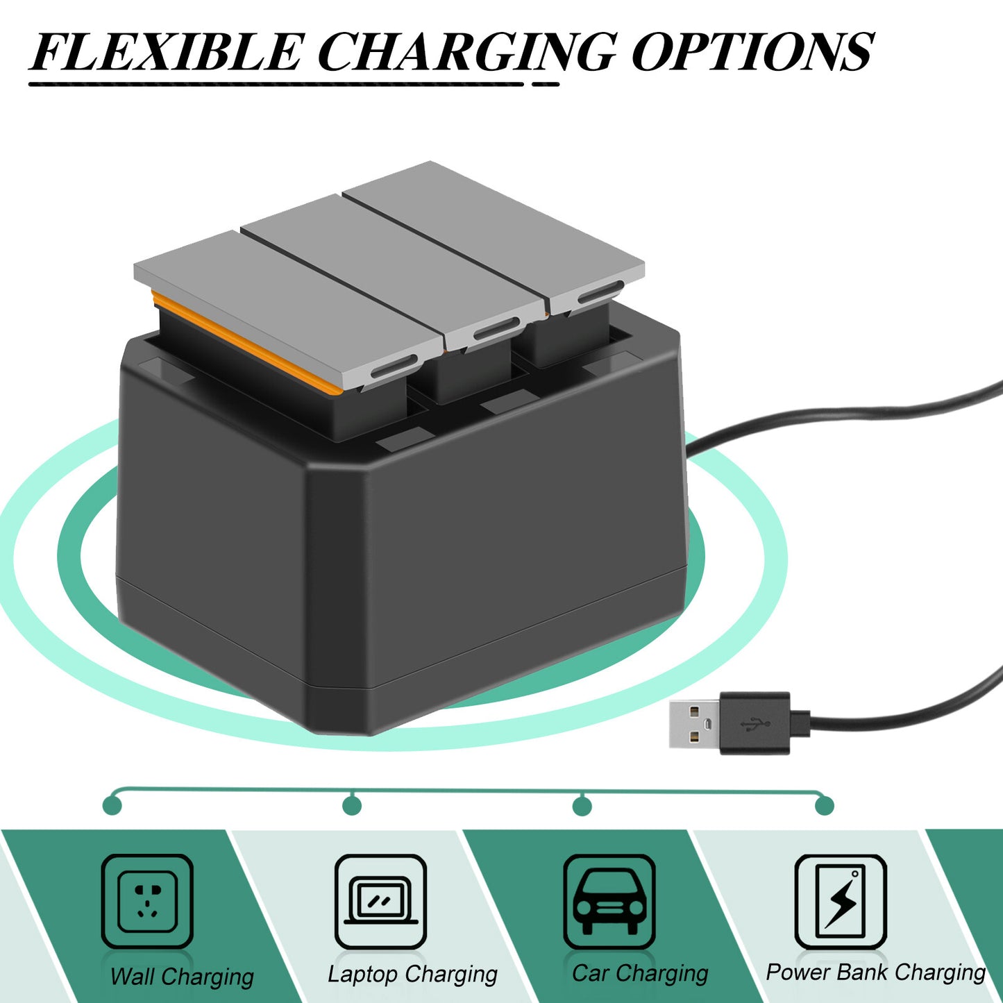 3x 1350mAh Batterij + 3-Kanaals Snelader USB voor DJI Osmo AB1 P01 PT1 Action