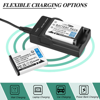2x NP-95 NP95 3.7V Accu+Lader voor Fujifilm Finepix F30 F31 F31fd X100 X100s