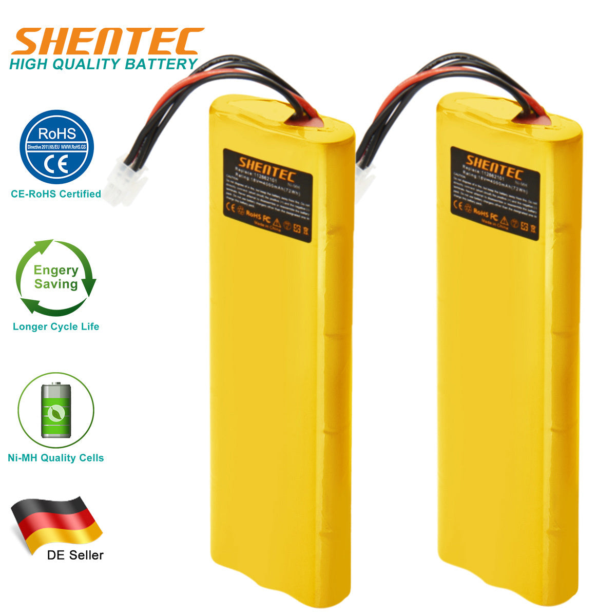 SHENTEC 2X 4000MAH 18V NI-MH BATTERIJ VOOR HUSQVARNA AUTOMOBIL 210C 220AC 230ACX G2 2004-2006