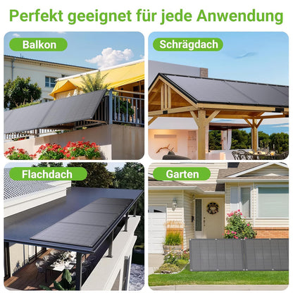 Balcony Power Station 800W flexibele zonnekit met 4 x 200 W flexibele zonnepanelen en omvormer 800 W, plug-and-play met 5 m AC-kabel