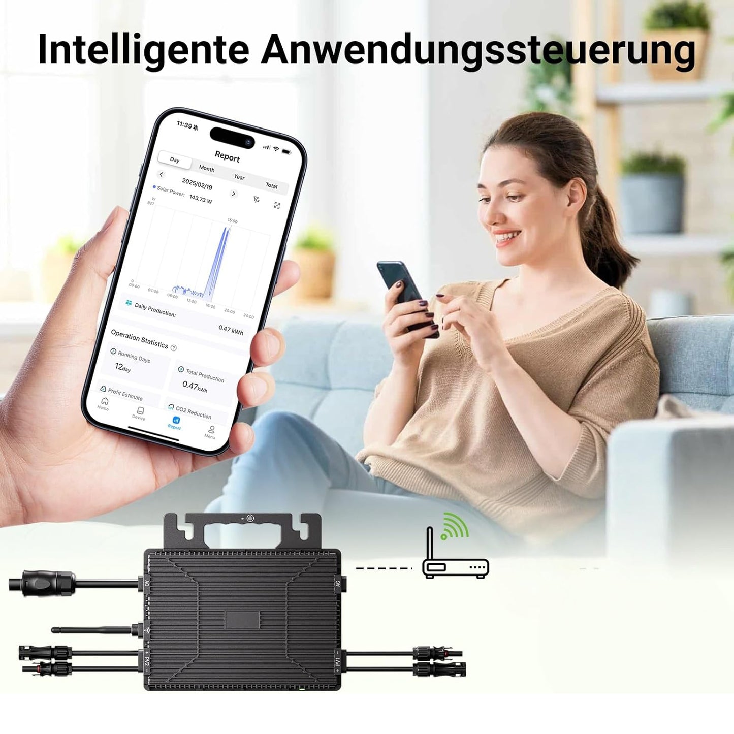 Balcony Power Station 800W flexibele zonnekit met 4 x 200 W flexibele zonnepanelen en omvormer 800 W, plug-and-play met 5 m AC-kabel