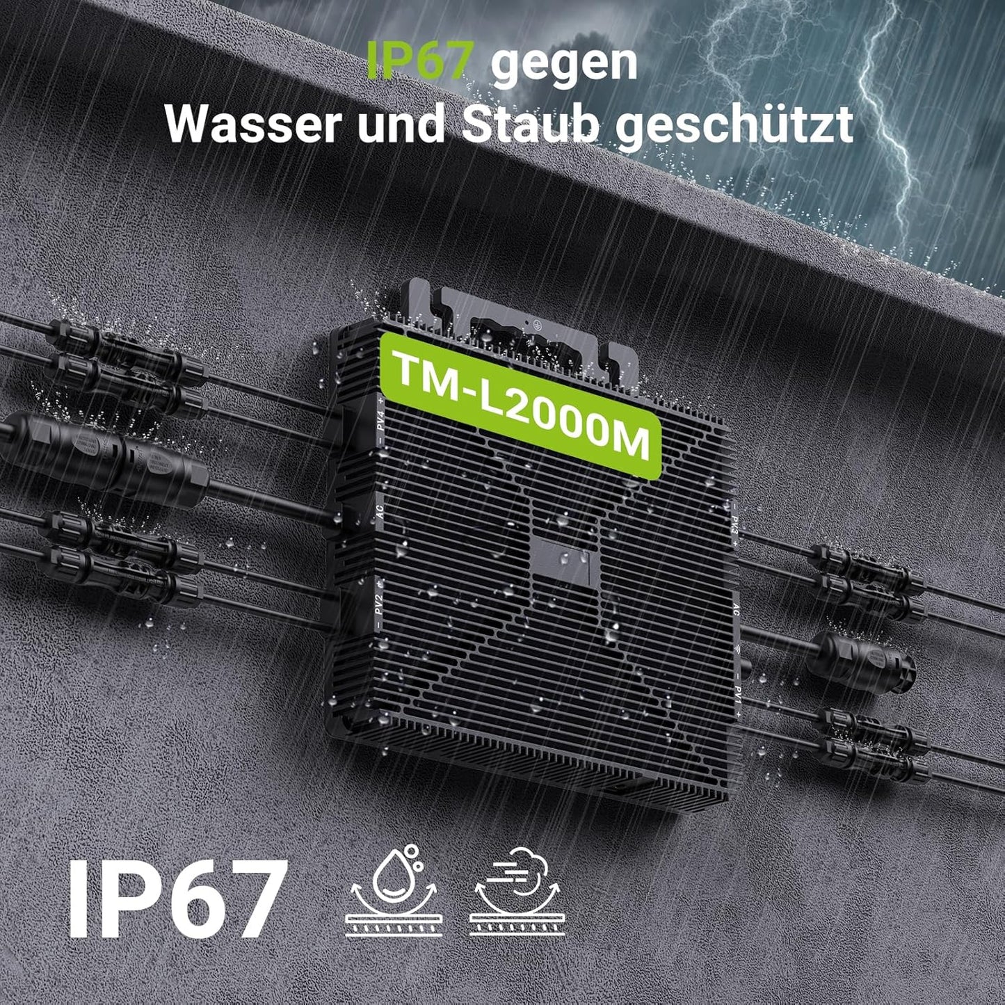 Micro-omvormer 2000W, balkon-energiecentrale met wifi, plug & play, appbediening, 5 m AC-kabel, PV-omvormer