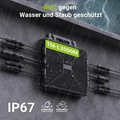 Micro-omvormer 2000W, balkon-energiecentrale met wifi, plug & play, appbediening, 5 m AC-kabel, PV-omvormer