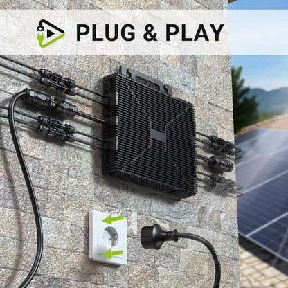 Micro-omvormer 1600W, Balkon-energiecentrale met wifi, Plug & Play, App-bediening, 5 m AC-kabel, PV-omvormer