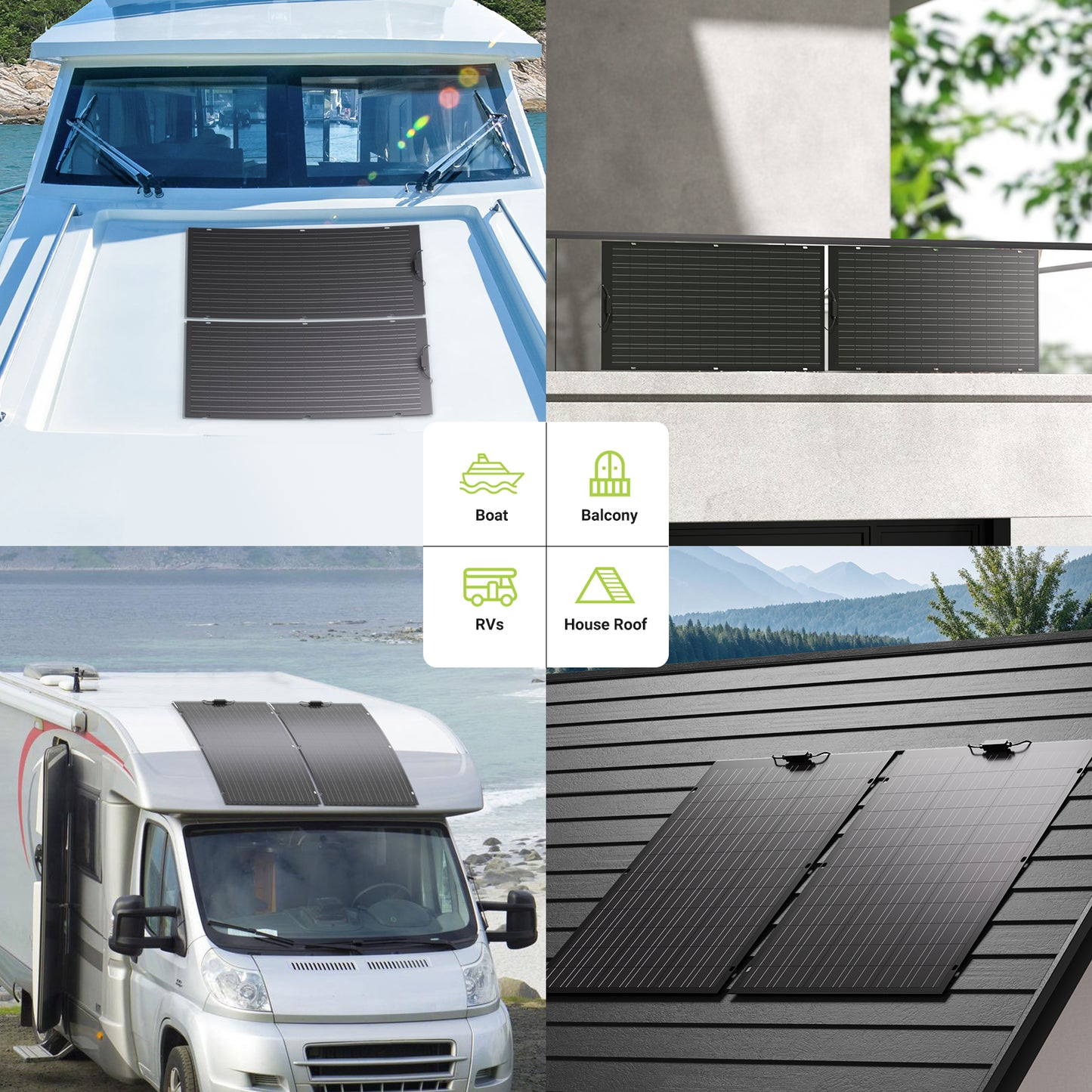 240W Flexibele Zonnepaneelset, 2 x 120 W flexibele zonnecellenmodule, IP67 voor balkon, camper, auto, schuur, dak, boot, off-grid