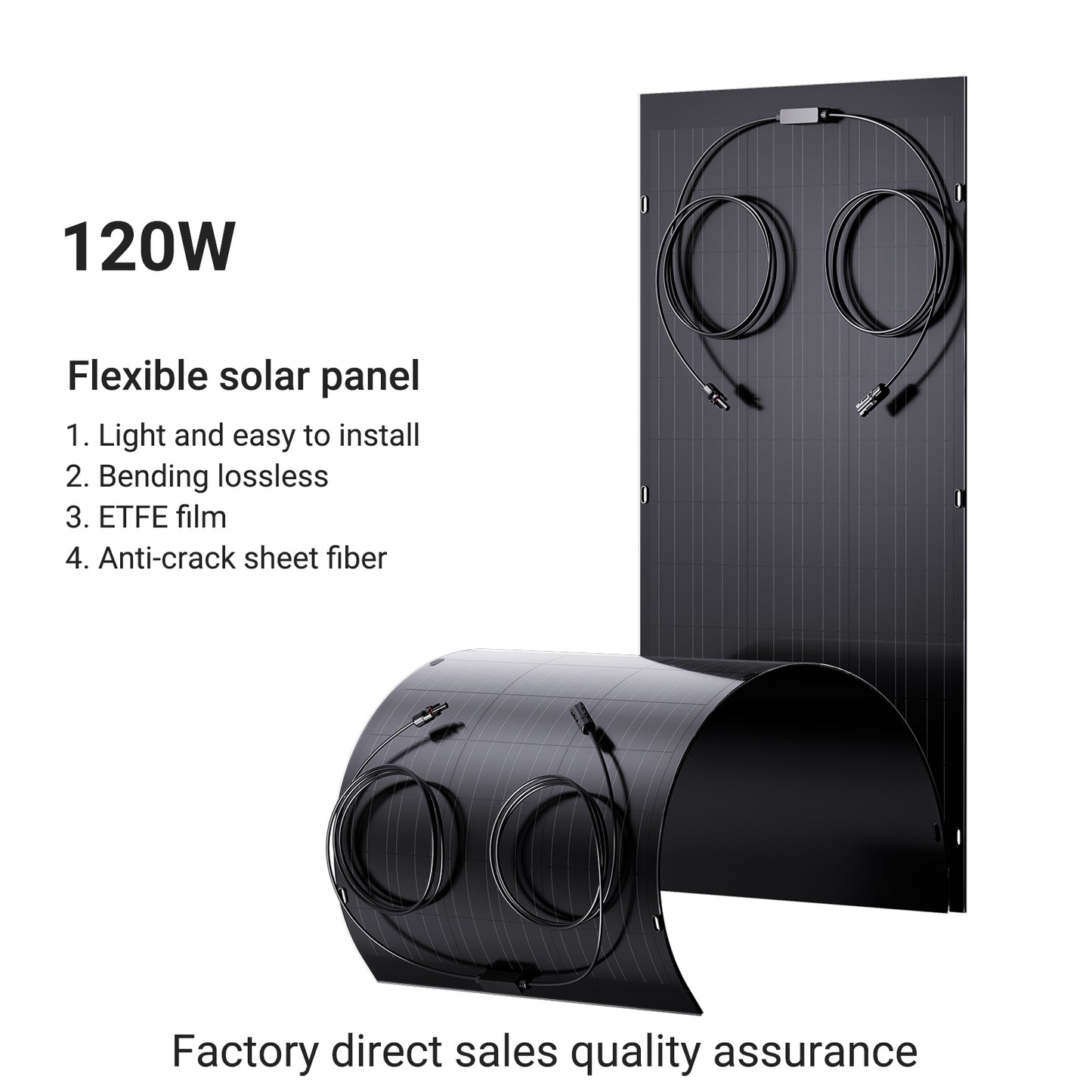 240W Flexibele Zonnepaneelset, 2 x 120 W flexibele zonnecellenmodule, IP67 voor balkon, camper, auto, schuur, dak, boot, off-grid