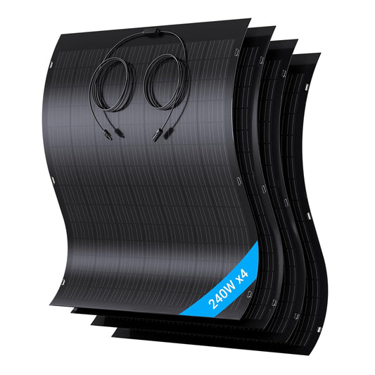 960W Flexibele Zonnepaneelkit, 4 x 240 W flexibele zonnepanelen, IP67, fotovoltaïsche off-grid zonnecellen, voor camper, auto, schuur, dak, boot, balkon
