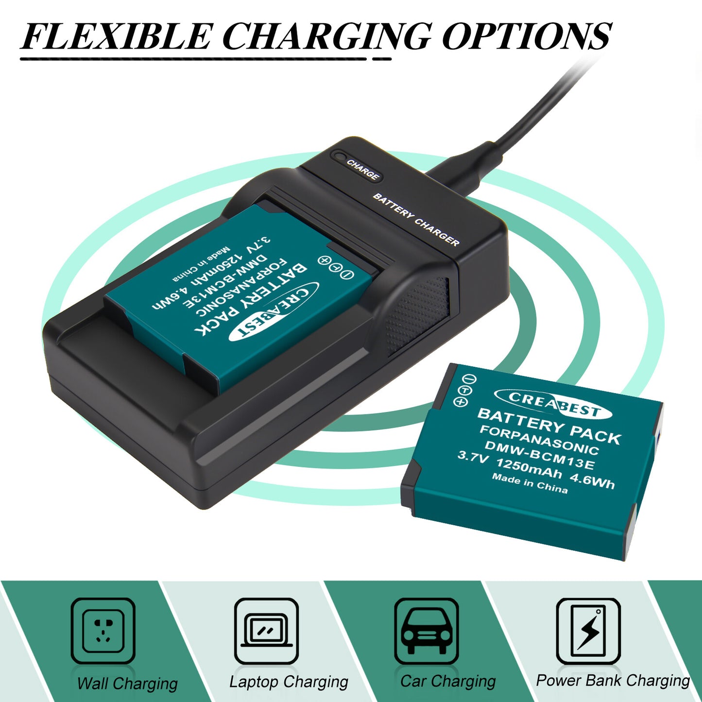 2 Stuks DMW-BCM13 1250mAh Accuoplader Voor Panasonic Lumix DMC-TZ40S ZS50 ZS30W