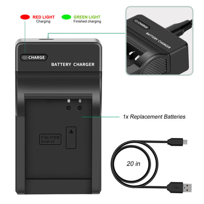 2 Stuks DMW-BCM13 1250mAh Accuoplader Voor Panasonic Lumix DMC-TZ40S ZS50 ZS30W
