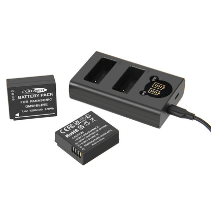 2 stuks DMW-BLE9E accuoplader voor Panasonic Lumix GF5 GX7 DMC-GF3 DC-G110 GX85