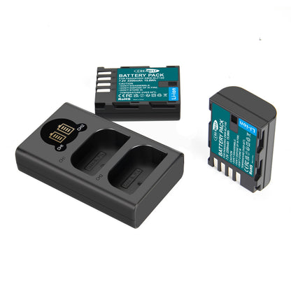 2x DMW-BLF19-batterij en LCD-lader voor Panasonic Lumix GH3 GH4 GH5 GH5M2 GH5S G9