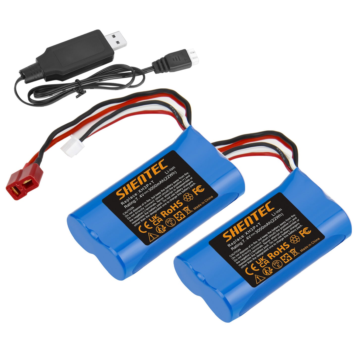 SHENTEC 7.4V 3.0Ah Li-ion-accu XH3P+T Plug voor WLtoys 12401 12402 12403 RC-auto