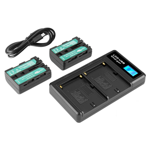 SHENTEC 2x batterij NP-FM500H + oplader voor Sony Alpha DSLR/SLT A57 A68 A58 A300K/N A100