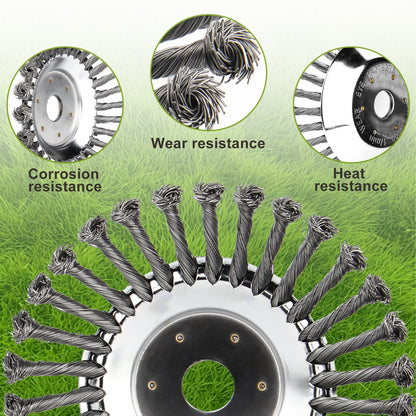 6" 8" 10" Stalen draad onkruidborstelkop voor grastrimmer, roterende borstelwiel met adapterset