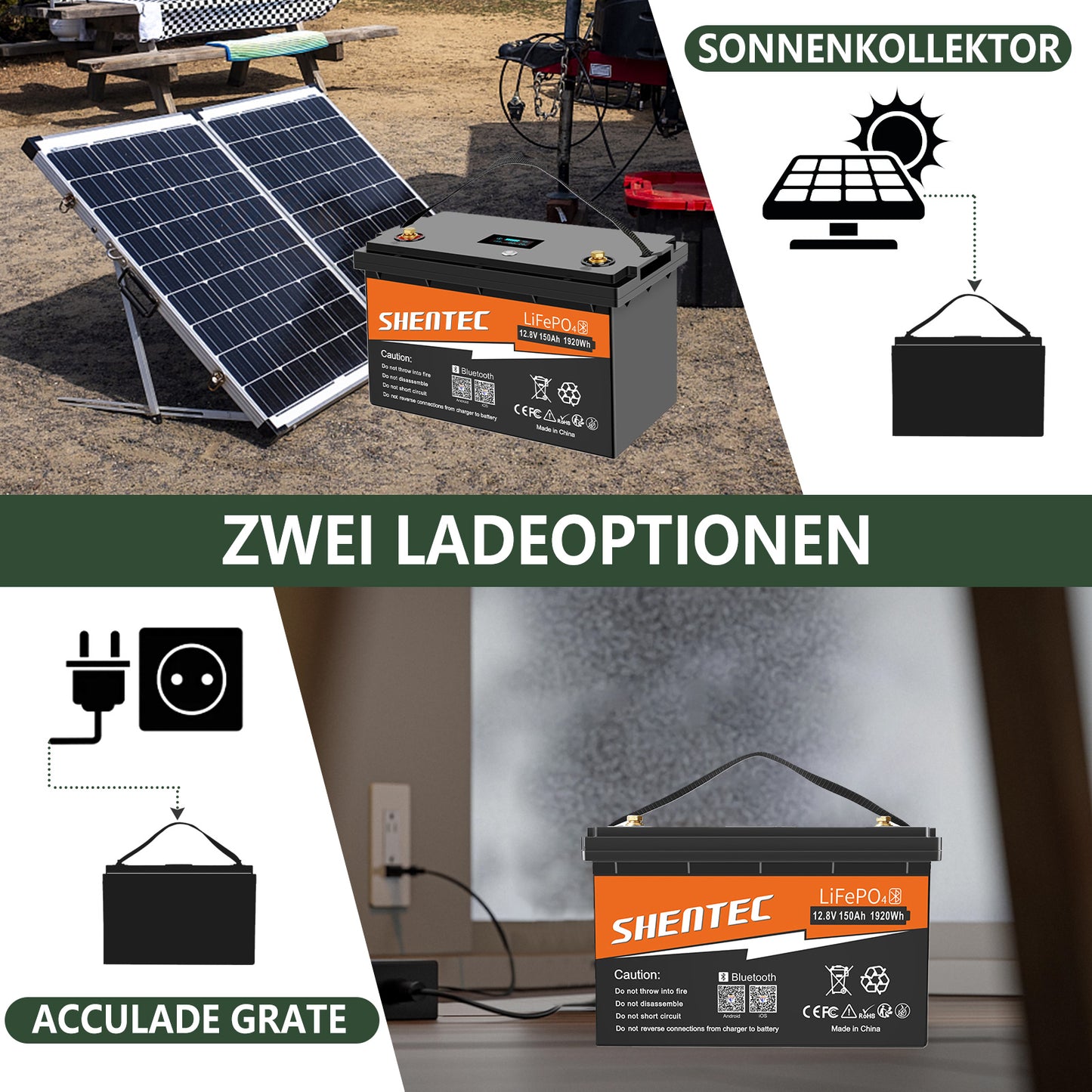 SHENTEC 12/24V 100/150/200/300Ah LiFePO4-accu met BMS voor zonneboot, off-grid RV