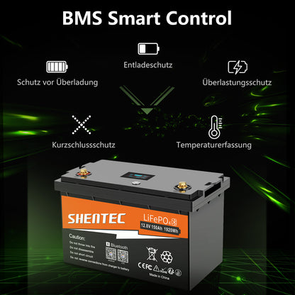 SHENTEC 12/24V 100/150/200/300Ah LiFePO4-accu met BMS voor zonneboot, off-grid RV