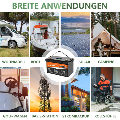 SHENTEC 12/24V 100/150/200/300Ah LiFePO4-accu met BMS voor zonneboot, off-grid RV